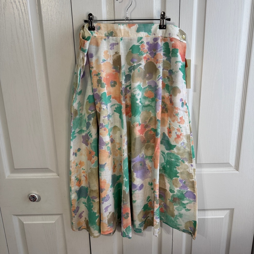 Classic Directions watercolor floral midi skirt size 36
